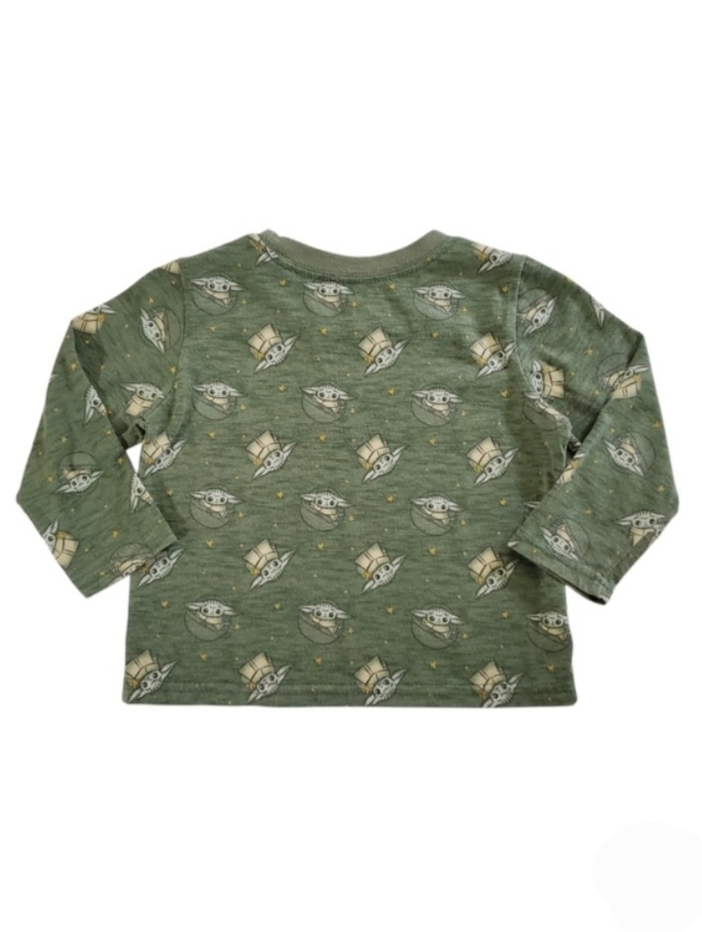 K1420 * Star Wars Boys Grogu Baby Yoda Pajama Top Long Sleeve Green Size 18M